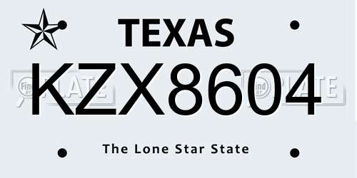KZX8604 Texas License Plate