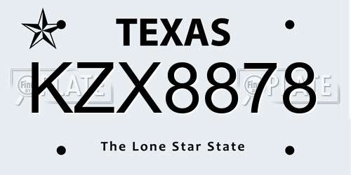 KZX8878 Texas License Plate