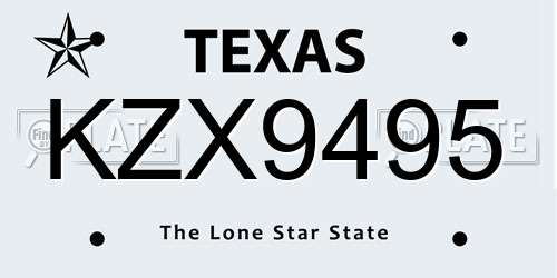 KZX9495 Texas License Plate