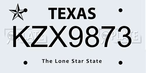 KZX9873 Texas License Plate