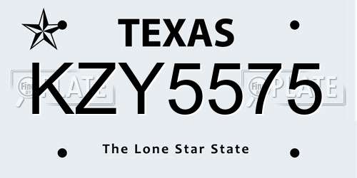 KZY5575 Texas License Plate