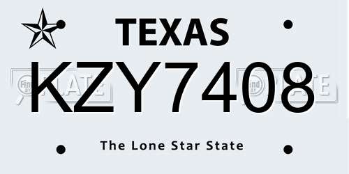 KZY7408 Texas License Plate