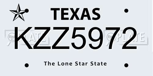 KZZ5972 Texas License Plate