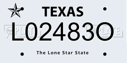 L02483O Texas License Plate