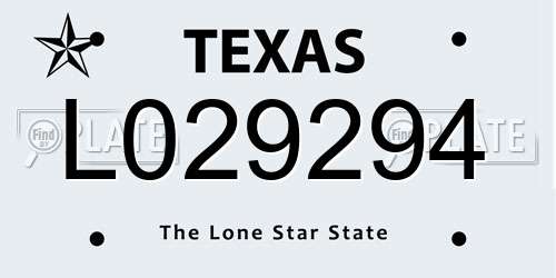 L029294 Texas License Plate