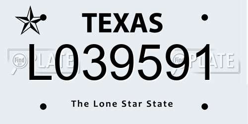 L039591 Texas License Plate