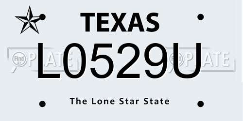 L0529U Texas License Plate