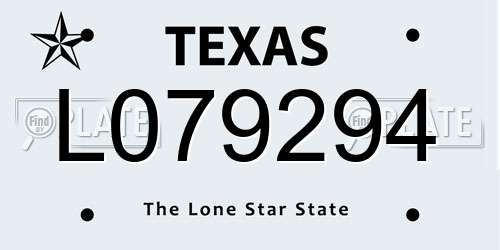 L079294 Texas License Plate