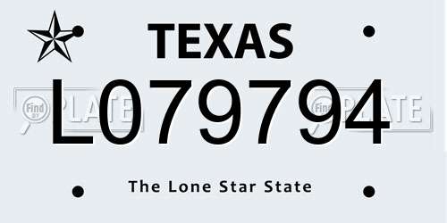 L079794 Texas License Plate