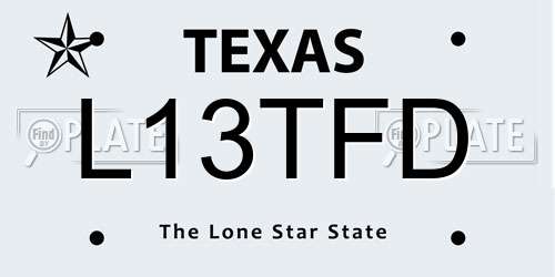 L13TFD Texas License Plate