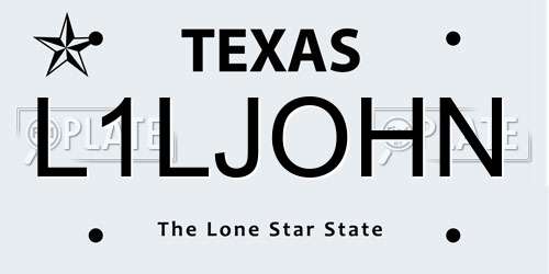 L1LJOHN Texas License Plate