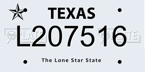 L207516 Texas License Plate