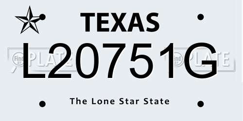 L20751G Texas License Plate