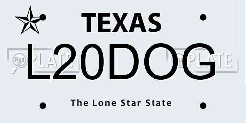 L20DOG Texas License Plate