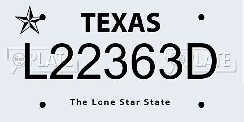 L22363D Texas License Plate