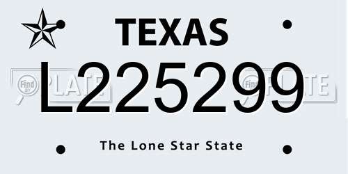L225299 Texas License Plate