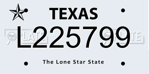 L225799 Texas License Plate
