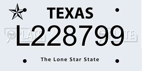 L228799 Texas License Plate