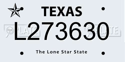 L273630 Texas License Plate