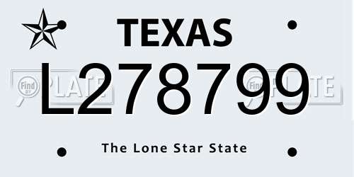 L278799 Texas License Plate