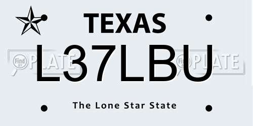 L37LBU Texas License Plate