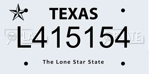 L415154 Texas License Plate