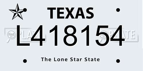 L418154 Texas License Plate