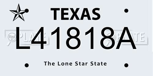 L41818A Texas License Plate