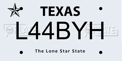 L44BYH Texas License Plate