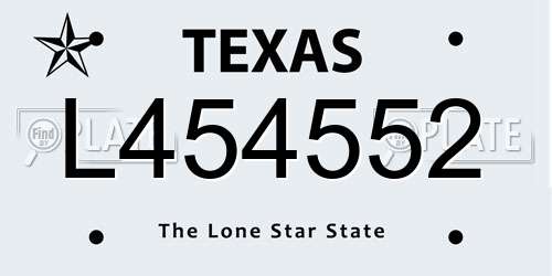 L454552 Texas License Plate