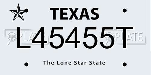L45455T Texas License Plate