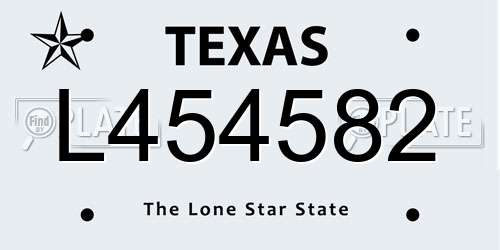 L454582 Texas License Plate