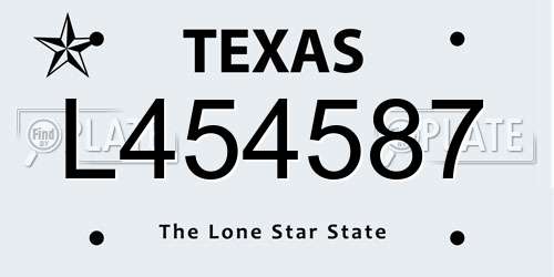 L454587 Texas License Plate