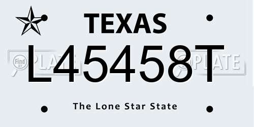 L45458T Texas License Plate