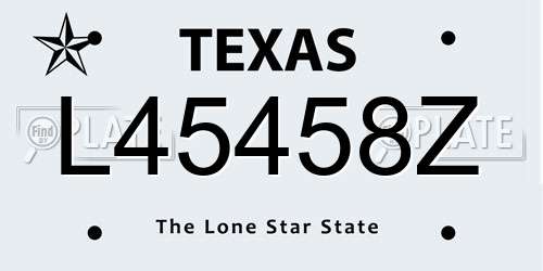 L45458Z Texas License Plate