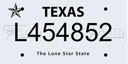 L454852 Texas License Plate