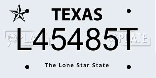L45485T Texas License Plate