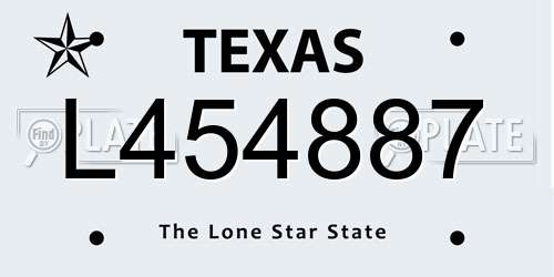 L454887 Texas License Plate