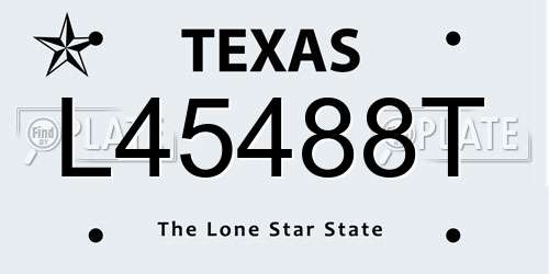 L45488T Texas License Plate