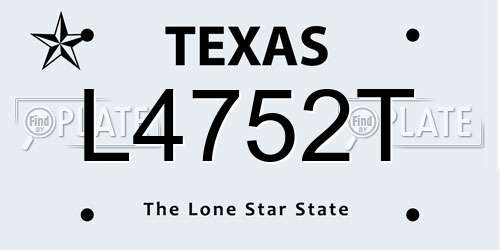 L4752T Texas License Plate