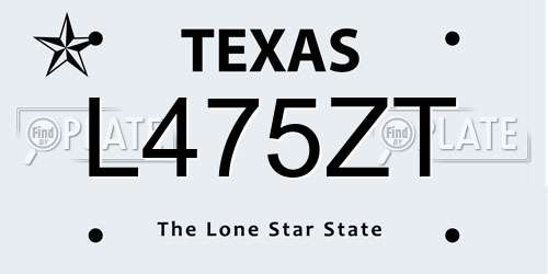 L475ZT Texas License Plate