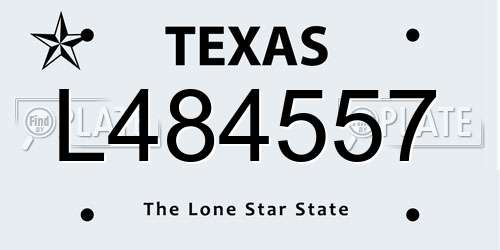 L484557 Texas License Plate