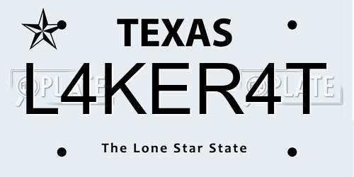 L4KER4T Texas License Plate