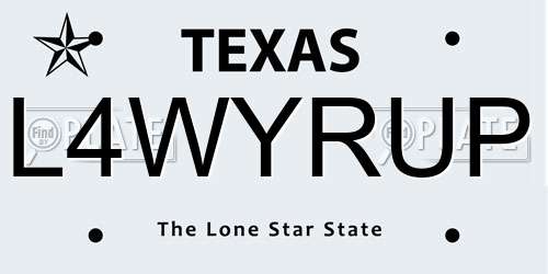 L4WYRUP Texas License Plate