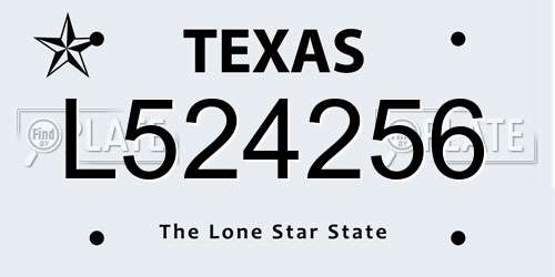 L524256 Texas License Plate