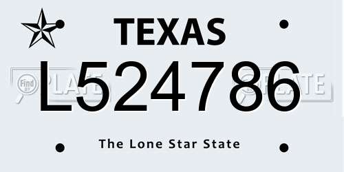 L524786 Texas License Plate