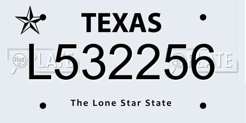 L532256 Texas License Plate