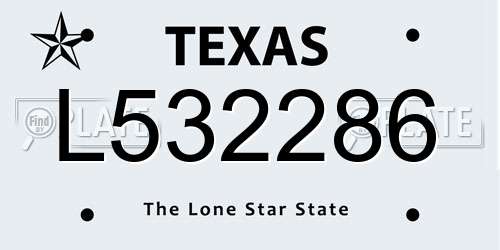 L532286 Texas License Plate