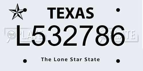 L532786 Texas License Plate