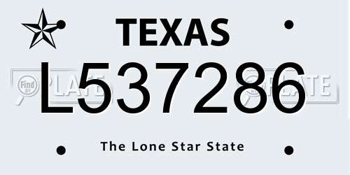 L537286 Texas License Plate